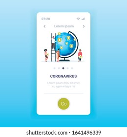 epidemic MERS-CoV flu spreading of world people putting medical shield pins of countries with coronavirus infection wuhan 2019-nCoV pandemic medical health risk mobile app copy space vector