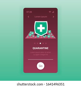 epidemic MERS-CoV medical cross shield indicated points disease spread coronavirus infection wuhan 2019-nCoV pandemic health risk city map smartphone screen mobile app copy space vector illustration