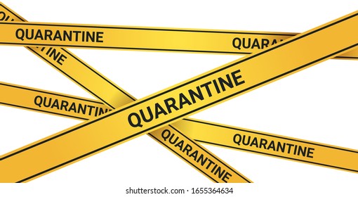 epidemic MERS-CoV quarantine caution on yellow warning tape coronavirus infection wuhan 2019-nCoV pandemic health risk concept horizontal vector illustration