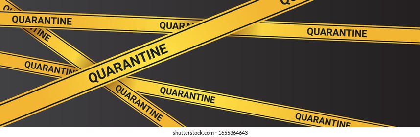 epidemic MERS-CoV quarantine caution on yellow warning tape coronavirus infection wuhan 2019-nCoV pandemic health risk concept horizontal vector illustration