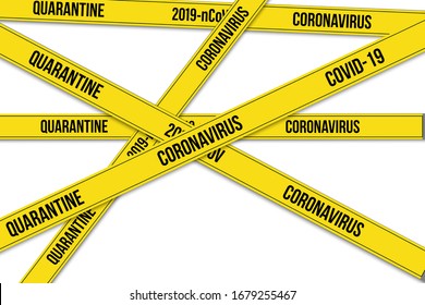 epidemic MERS-CoV quarantine caution on yellow warning tape coronavirus infection wuhan 2019-nCoV pandemic health risk concept horizontal vector illustration