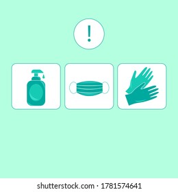 epidemic precaution signs in vector graphic
