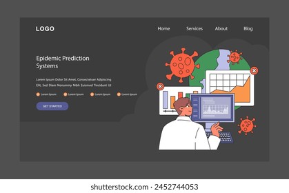 Epidemic Prediction Systems concept. Utilizing data analytics for outbreak forecasting. Enhancing global health responses with predictive modelling. Epidemic surveillance advancement. Flat vector