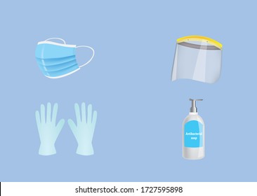 Epidemic  safety equipment set. vector illustration