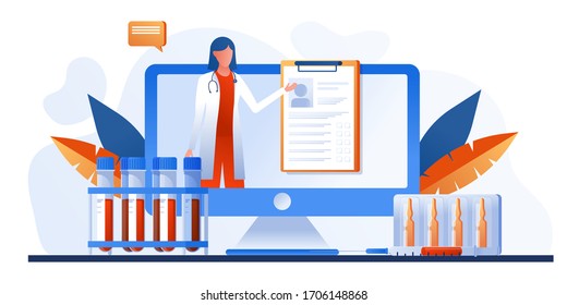 Epidemic virus 2019-nCoV.  Doctors wearing mask and talking about corona outbreak. Prevent virus spreading. Viral pandemic. Online doctor on computer screen talking Medical care, telemedicine