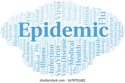 Epidemic word cloud on white background.