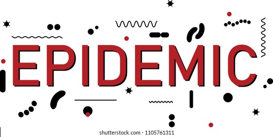 Epidemic word concept. Stock vector illustration of infection spreading, flu pandemic, disease epidemics, virus and bacteria transmission.