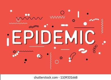 Epidemic word concept. Stock vector illustration of infection spreading, flu pandemic, disease epidemics, virus and bacteria transmission.