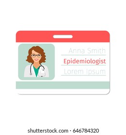 Epidemiologist medical specialist badge template for game design or medicine industry. Vector illustration