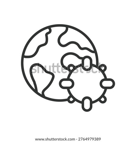 Epidemiology global, icon in line design. epidemiology, disease spread, global health, virus monitoring, pandemic, medical research on white background vector. epidemiology editable stroke icon