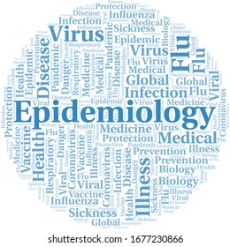 Epidemiology Word Cloud On White Background.