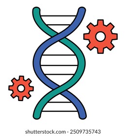 Epigenetics Icon Design. Represents Gene Expression, Health, DNA, Personalized Medicine. Vector icon with editable Strokes and Colors.