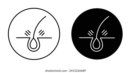 Epilation icon set. Hair Laser Epilation vector symbol in a black filled and outlined style. Hair loss therapy Sign.