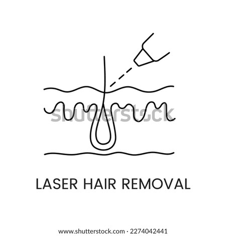 Epilation line icon in vector, illustration of hair in layers of skin for laser cosmetology clinic