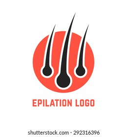 epilation logo with hair root. concept of tricholog aid clinic, split ends, hair loss, alopecia, beauty salon. isolated on white background. flat style trend modern brand design vector illustration