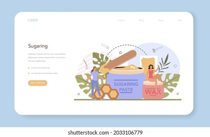 Epilation web banner or landing page. Hair removal method. Idea of body skin care and beauty. Sugaring hair removal. Isolated vector illustration