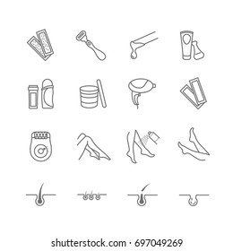 Epilation web icon vector set for your design