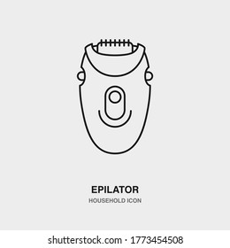 Epilator Line Icon on Isolated Background. Vector Illustration of Shaving Tool. Outline Household Electrical Equipment.