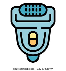 Epilator machine icon outline vector. Hair treatment. Skin hair removal color flat