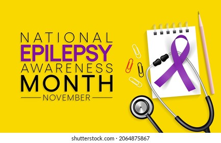 Epilepsy awareness month is observed every year in November, is a central nervous system (neurological) disorder in which brain activity becomes abnormal. vector illustration