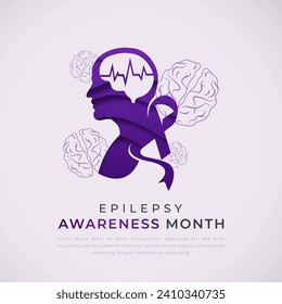 Epilepsy Awareness Month Paper cut style Vector Design Illustration for Background, Poster, Banner, Advertising, Greeting Card