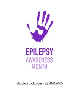 Epilepsy Awareness Month. Purple print of a human hand. Stylish postcard, poster, banner, etc. Vector illustration isolated on white background.