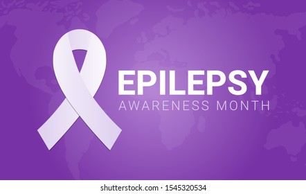 Epilepsy Awareness Month Purple Ribbon Background Illustration 