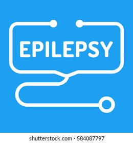 Epilepsy. Badge with stethoscope icon. Flat vector illustration on blue background.