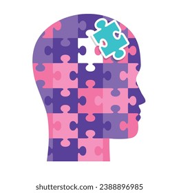 epilepsy brain and puzzles illustration