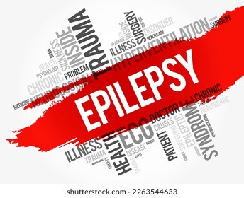 Epilepsy is a central nervous system (neurological) disorder, word cloud concept background