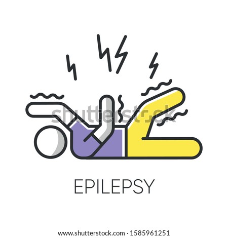 Epilepsy color icon. Convulsive seizure. Shaking and tremor. Movement trouble. Epileptic stroke. Abnormal activity. Mental disorder. Neurological problem. Isolated vector illustration Stock photo © 