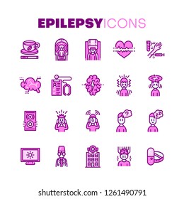 Epilepsy colored icons. Vector illustration