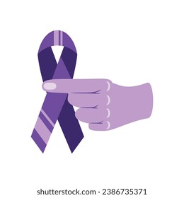 epilepsy day hand purple ribbon illustration