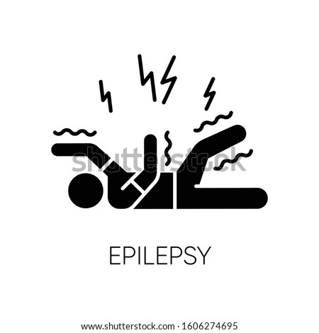 Epilepsy glyph icon. Convulsive seizure. Shaking and tremor. Movement trouble. Epileptic stroke. Abnormal activity. Mental disorder. Silhouette symbol. Negative space. Vector isolated illustration Stock photo © 
