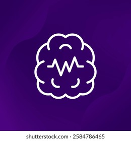 epilepsy icon with brain, minimalistic line design