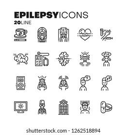 Epilepsy icon set. Vecotor illustration. Medicine sign collection