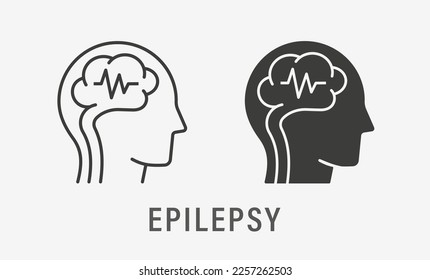 Epilepsy icons on white background. Vector illustration.