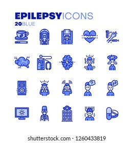 Epilepsy illustrations. Line icons. Vector illustration