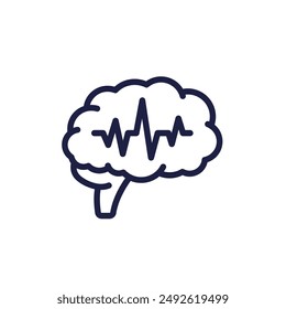 epilepsy line icon with a brain