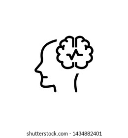 Epilepsy Line Icon. Human Head, Brain, Crack. Neurology Concept. Vector Illustration Can Be Used For Topics Like Neuroscience, Health Care, Mental Disorder