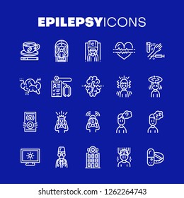 Epilepsy line icons. Vector illustration