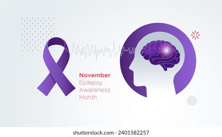 Epilepsy - A Neurological Condition - Awareness Month - Stock Illustration as EPS 10 File