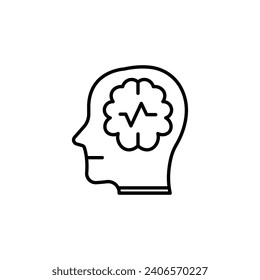 Epilepsy vector icon. Mental health vector illustration. Brain trauma line icon in black and white color.