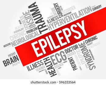 Collage de nube de palabra de epilepsia, fondo de concepto de salud