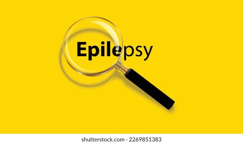 Epilepsy word poster for medical research and awareness concept. Vector design isolated on yellow background.