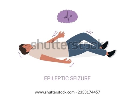 Epileptic seizure. Man laying on the floor and shaking. Epilepsy. Vector Imagine de stoc © 