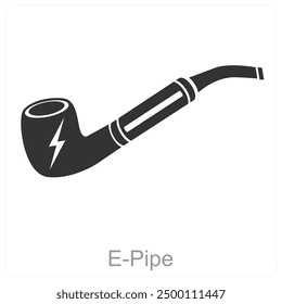 Concepto de icono de E-Pipe y cigarrillo