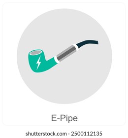 Concepto de icono de E-Pipe y cigarrillo