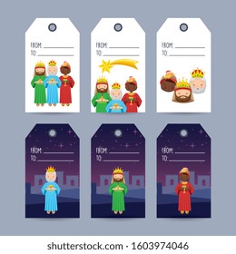 Epiphany cards with three wise men. vector illustration