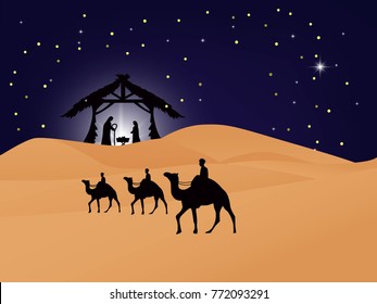 Illustration Traditional Christian Christmas Nativity Scene Stock ...